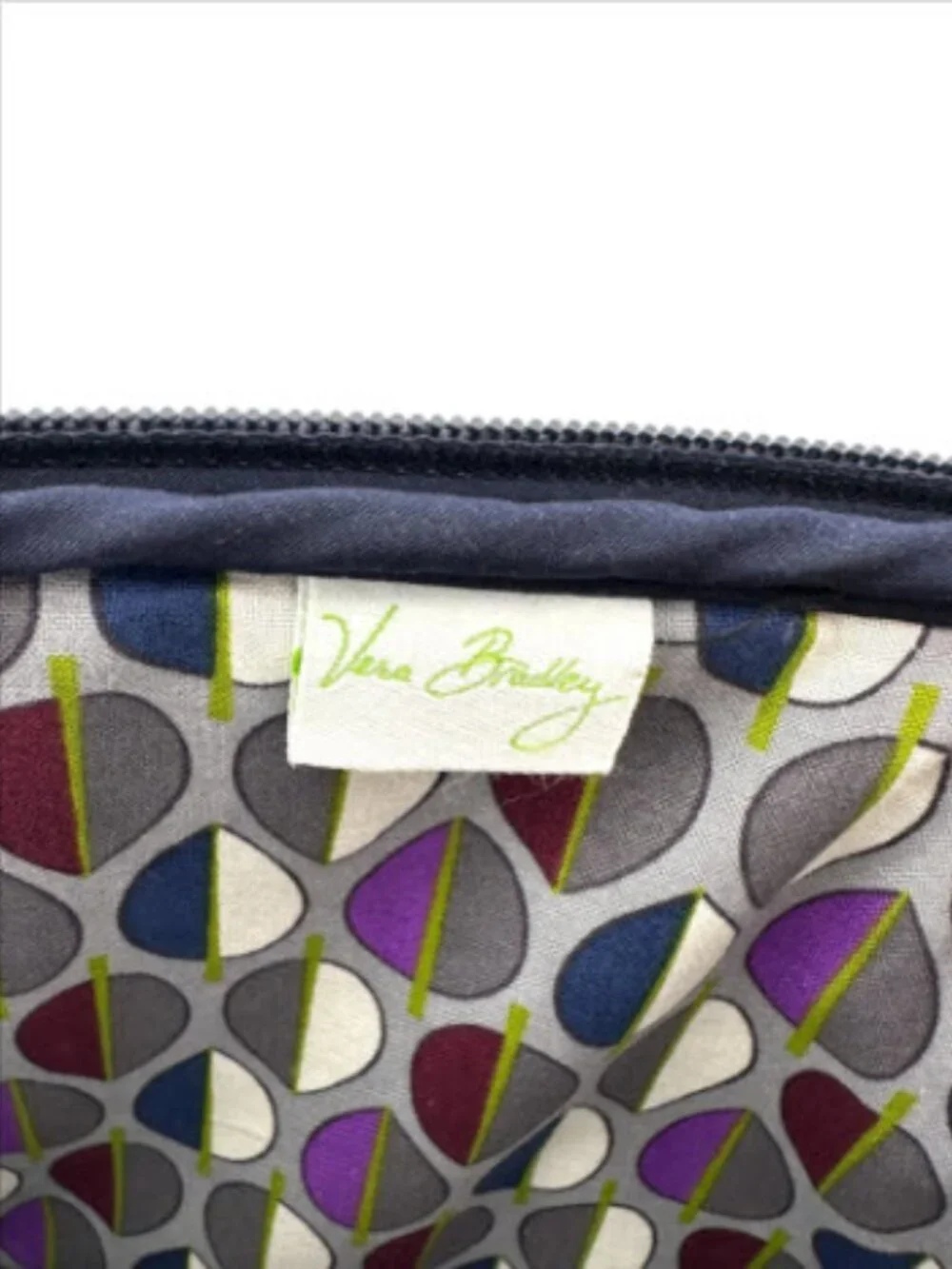 Vera Bradley Navy Quilted Cosmetic Bag Makeup Pouch Toiletry Organizer Zip